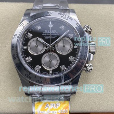Swiss Replica ARF 4131 40mm Rolex Daytona Black Diamond Dial 904L Watch 